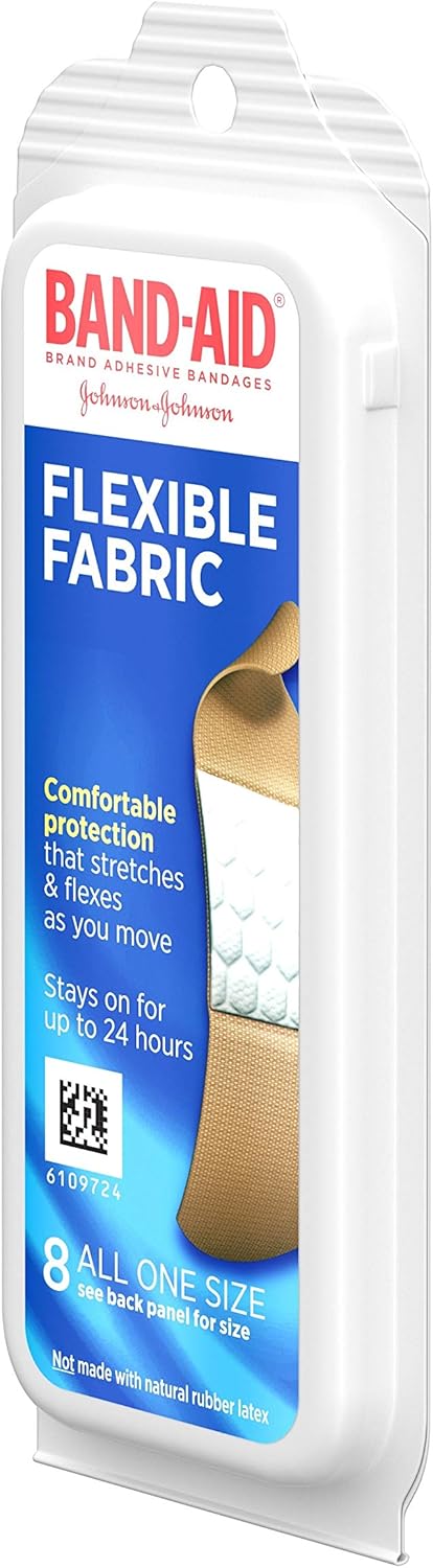 Band-Aid Brand Flexible Fabric Adhesive Bandages for Wound Care and Protection, Travel Pack, 8 ct