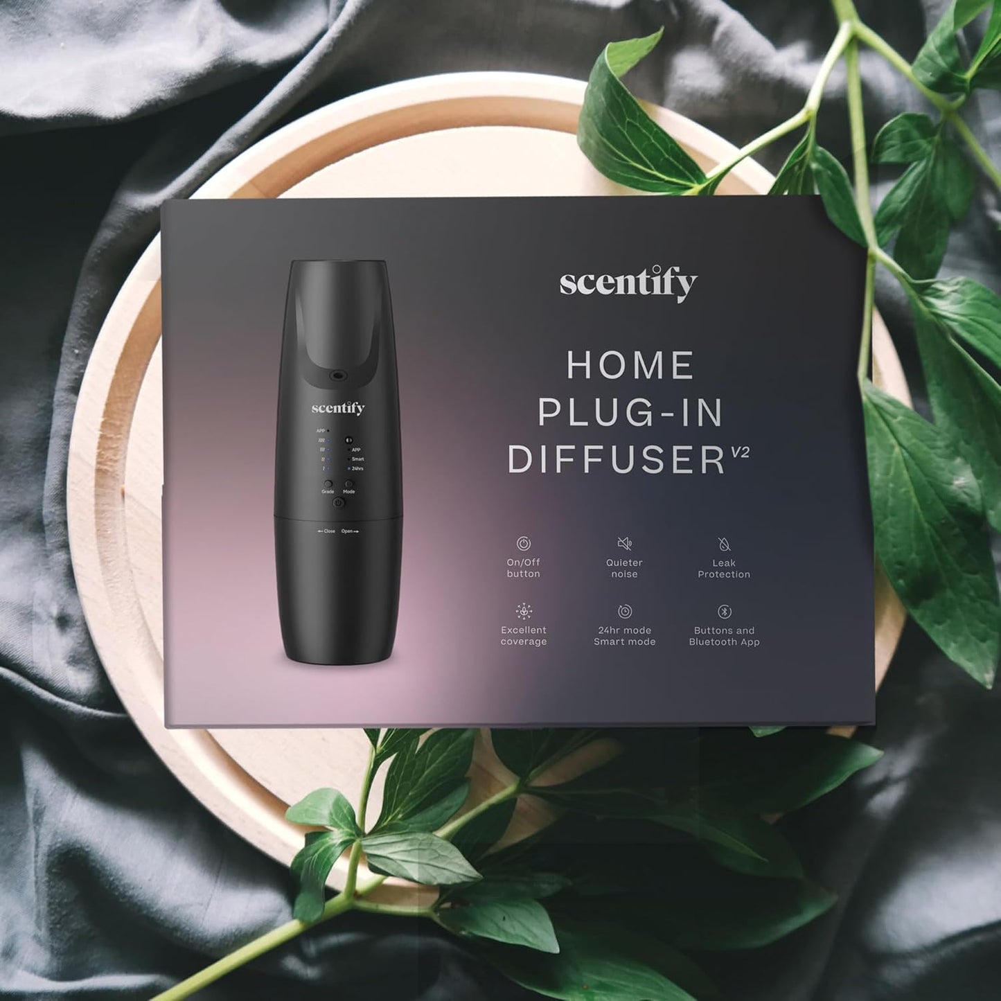 Scentify Plug-in Diffuser V2 - for Home, Office, Spa - Aromatherapy Bluetooth App Control - Waterless Quiet Aroma Essential Oil - 800 sq. ft - 100ml Bottle