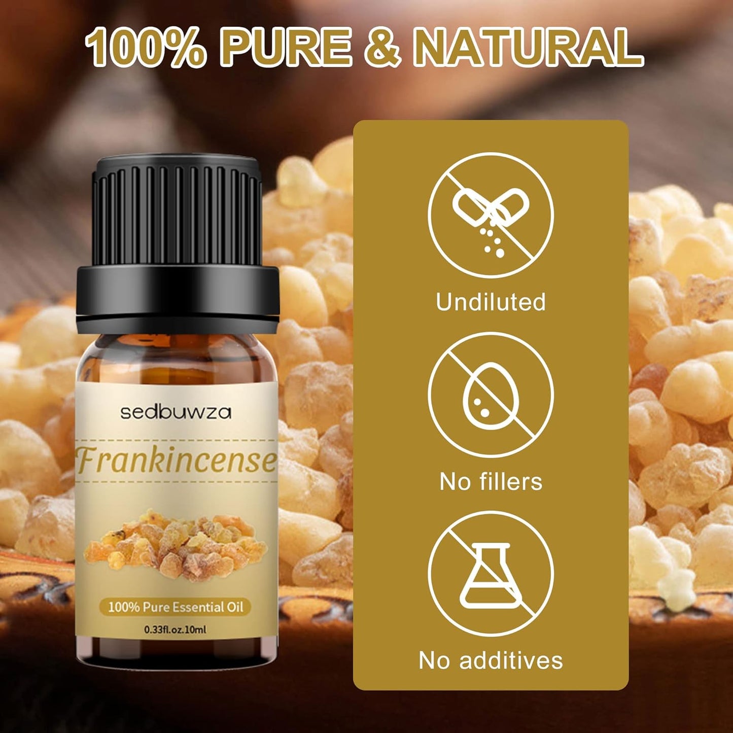 Sedbuwza Myrrh Frankincense Essential Oil Set, Myrrh Fragrance Oil Frankincense Scent Oil Set for Diffuser, Aromatherapy, Massage, Soap, Candle Making 2 x 10 ml