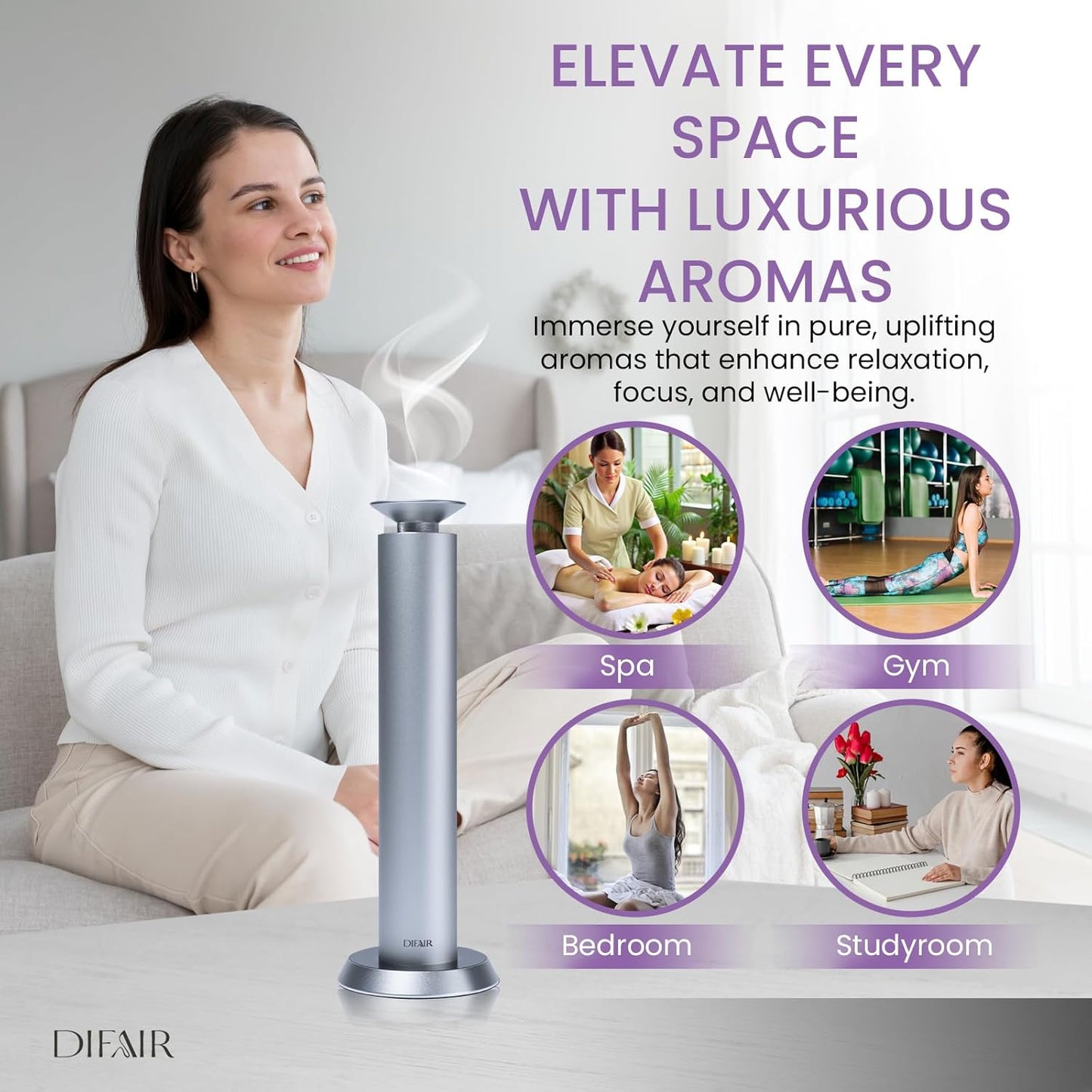 Rechargeable 10,000 mAh Aroma Diffuser - Hotel Collection Diffuser Oil Machine - Scent Diffuser for Home, Hotel, spa - Hotel Scent Diffuser - Perfect for Home Luxury scents