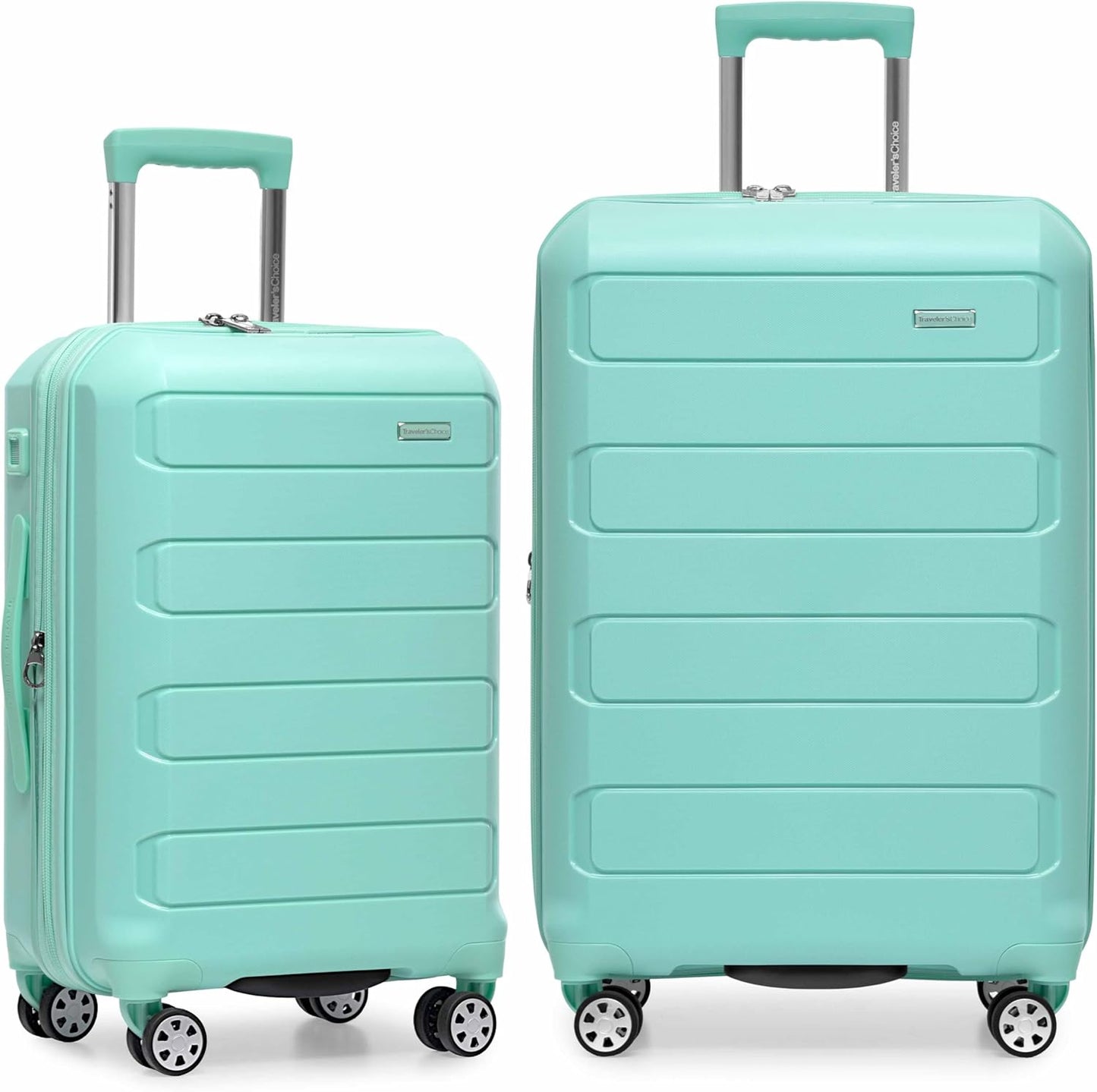 Traveler's Choice Pagosa Indestructible Hardshell Expandable Spinner Luggage, Mint, 2-Piece Set (22/26)