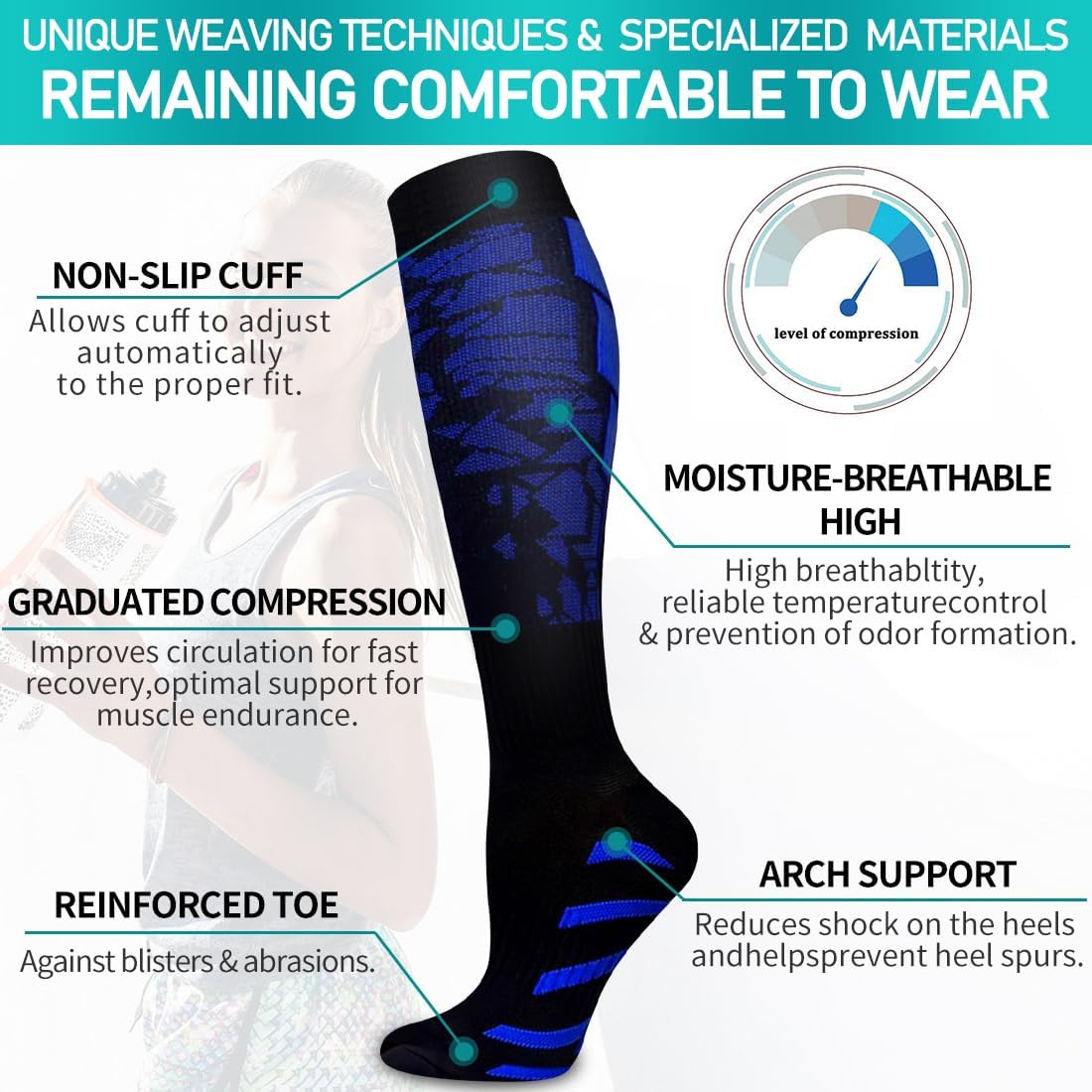 Copper Compression Socks for Women and Men(6 Pairs)-Best Support for Running, Athletic, Nursing, Travel