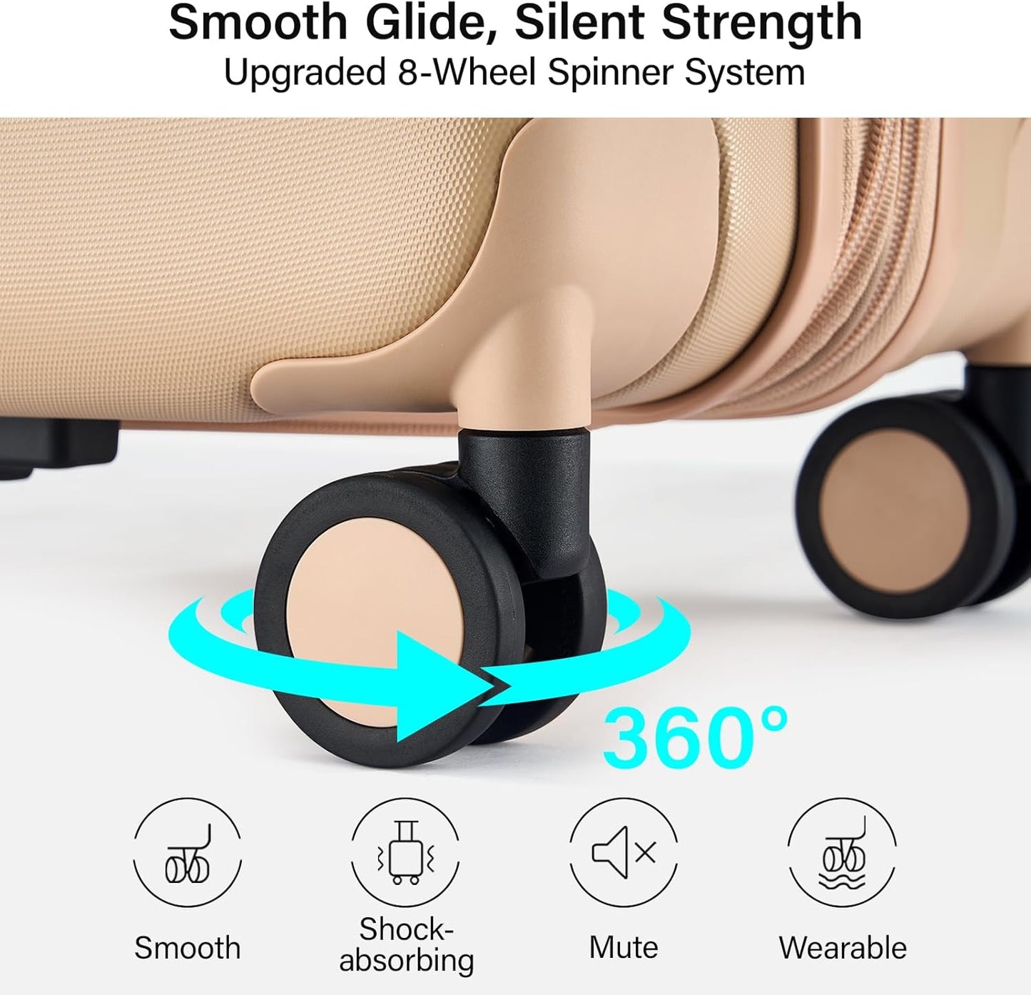 Hanke Expandable 26 Inch Luggage with Spinner Wheels, Hardside Large Suitcase, All-PC Hard Shell Travel Luggage, TSA Lock, Lightweight Durable Checked-Medium (Cuba Sand, 93L)