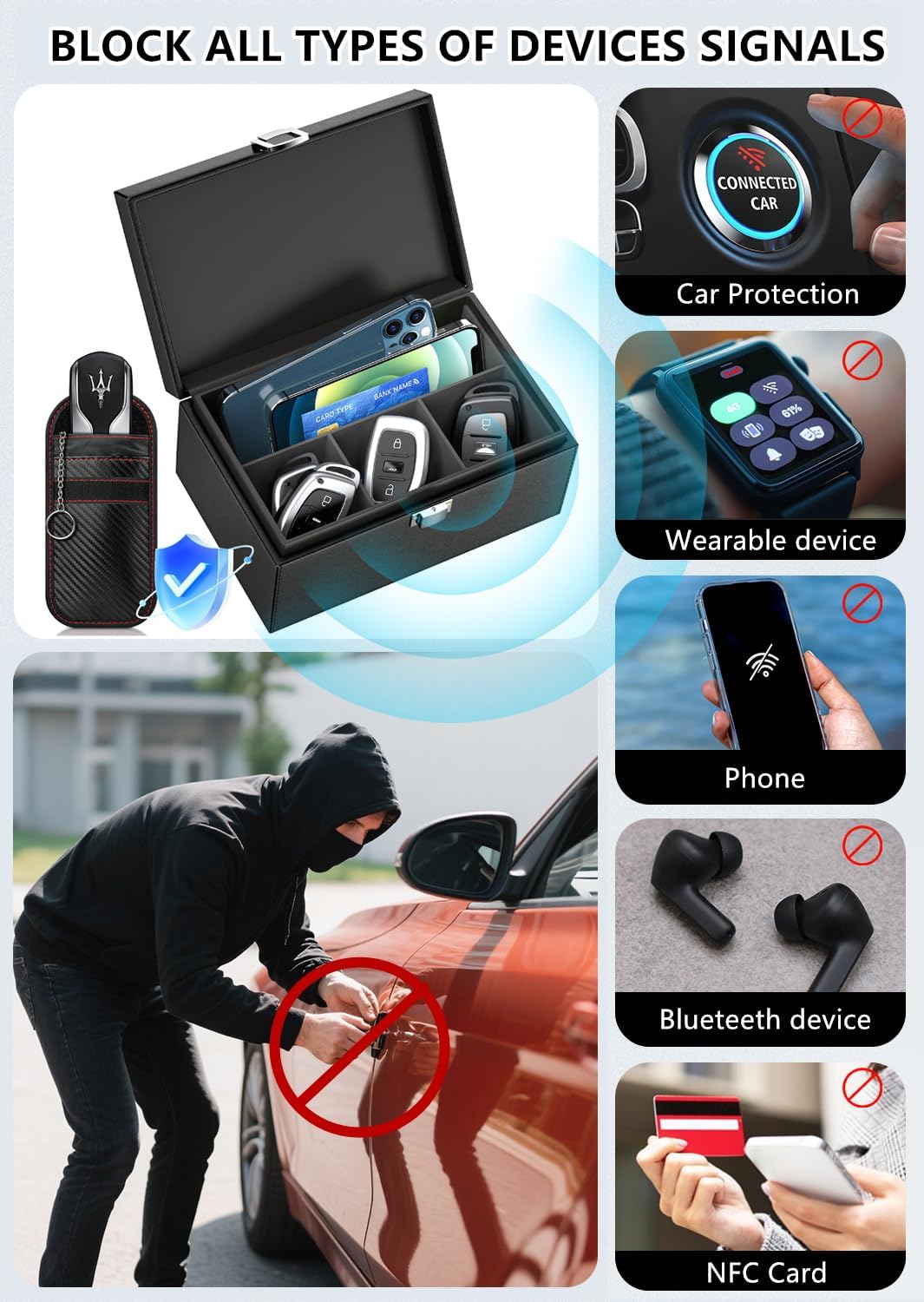 Faraday Box for car Keys,Faraday Cage for Singnal Blocking (Extra Large(6-12keys))