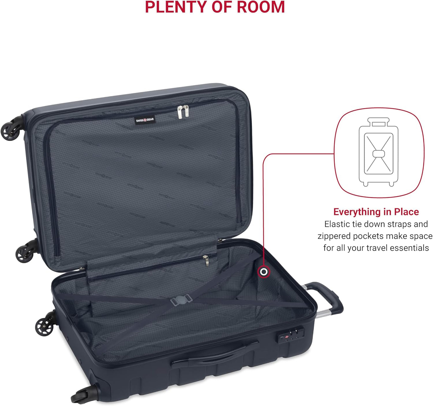 SwissGear 7366 Hardside Expandable Luggage with Spinner Wheels, Navy, Checked-Medium 23-Inch