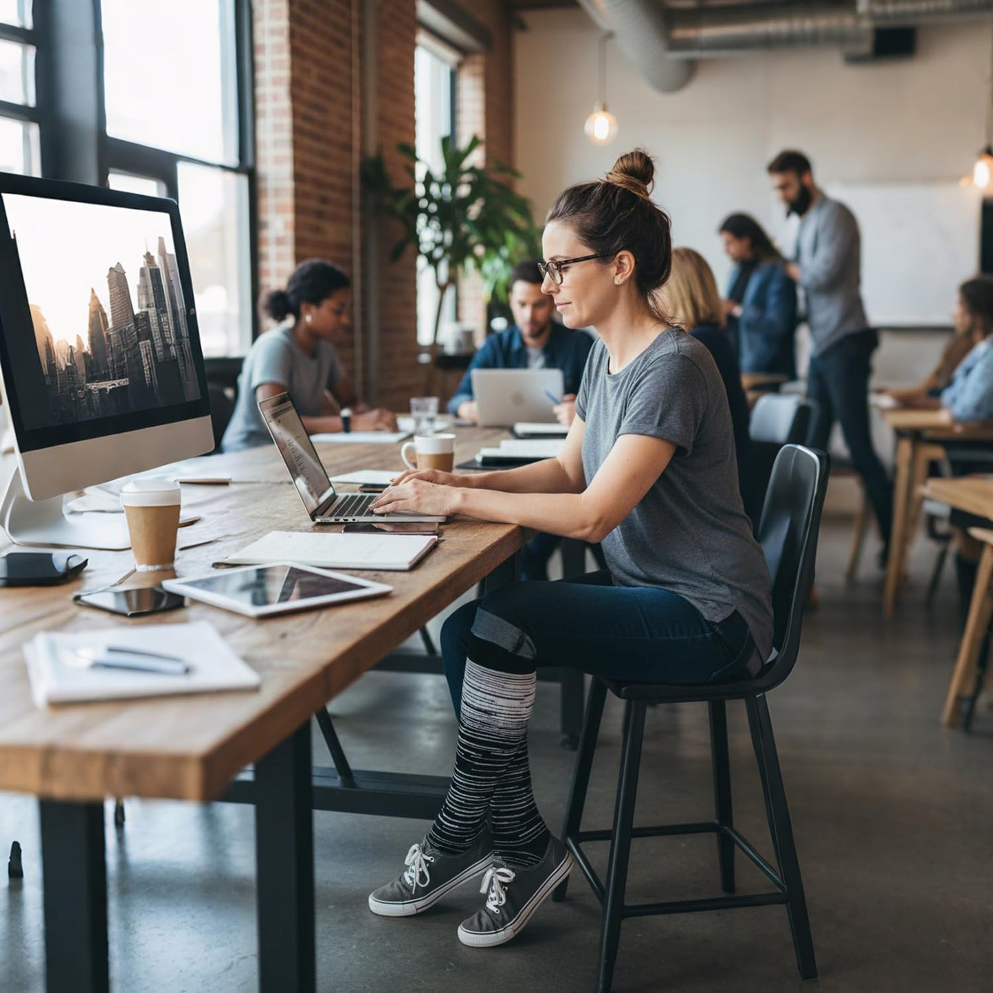 Graduated Compression Socks for Women&Men 20-30mmhg Knee High Socks Travel Hiking Running Stocking