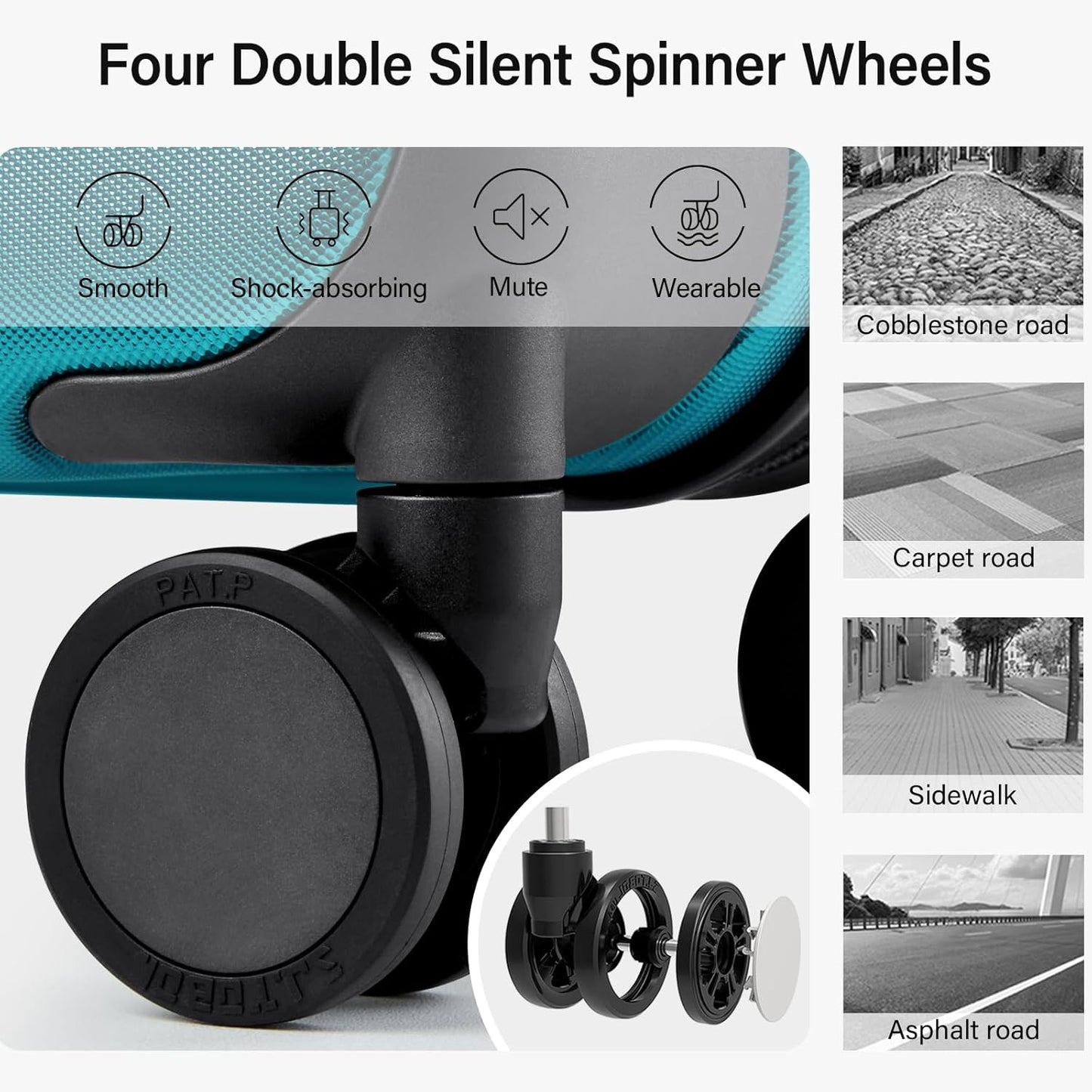 Hanke 3 Piece Hard Shell Luggage Sets with Spinner Wheels Lightweight Large Suitcase for Women Men Travel Carry On Luggage 20/24/28 Inch Luggage,Caribbean Blue