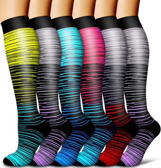 Copper Compression Socks for Women and Men(6 Pairs)-Best Support for Running, Athletic, Nursing, Travel