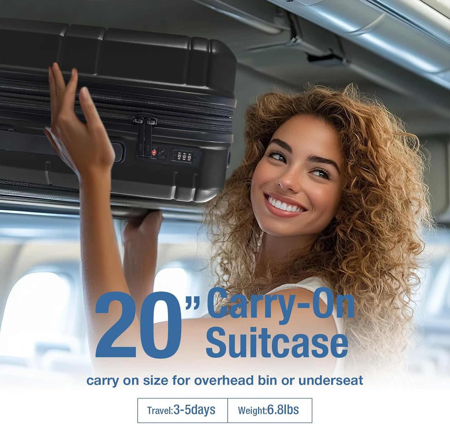 KYME Carry On Luggage 22x14x9 Airline Approved with TSA Lock Hard Shell Carry On Suitcase Lightweight Suitcases with Wheels Small Luggage for Men Women,Carry-On 20 Inch,Black