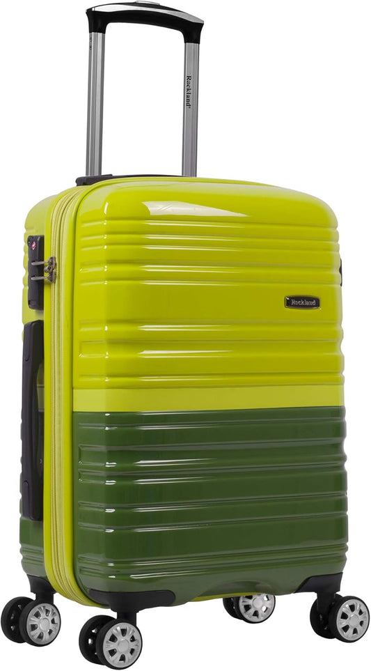 Rockland Melbourne Hardside Expandable Spinner Wheel Luggage, Two Tone Green, Carry-On 20-Inch
