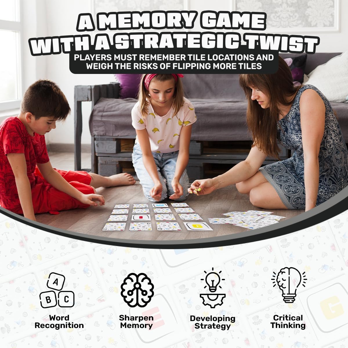 White Beetle Games Interactive Memory Game for Family Game Night, Travel Games for Kids 8-12 & Adults, Educational & Fun Matching Activity for The Family, Spelling & Word Play for Ages 8+