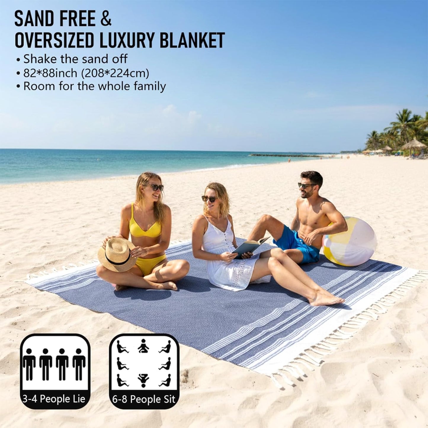 Oversized Turkish Beach Towel Blanket Cotton Giant XL Sandproof Towels Huge Linen XXL Extra Large Big Throw Quilt Blankets for Adults Cloud Travel Camping Glamping Accessories Essentials