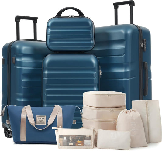 Merax Luggage Set 13 Piece, Hardshell ABS Suitcases with 8 Silent Spinner Wheels, Durable and Lightweight Travel Luggage for Family Trips