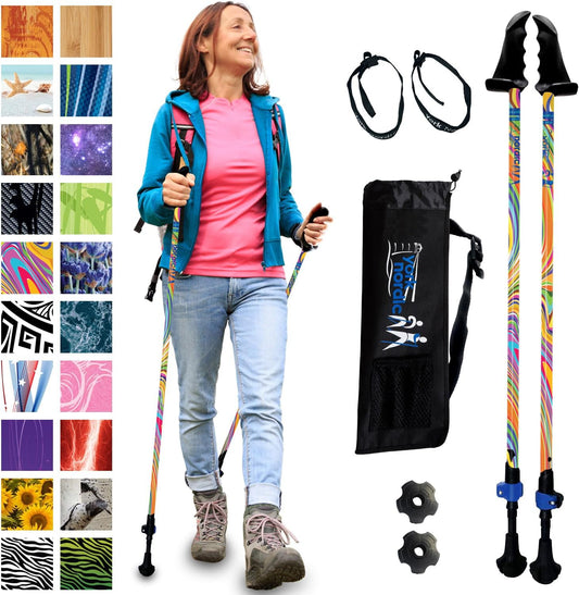 York Nordic Motivator Walking Poles for Balance and Rehab - Patented Stability Grips - Lightweight, Adjustable, and Collapsible - 2 Pieces Adjustable w/flip Locks - Heights 4'6" up to 6'2" - 230 lbs
