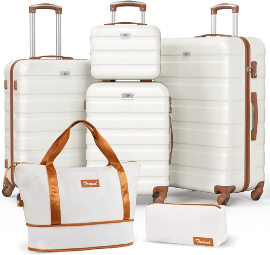 Suitour Luggage Sets 6 Piece, Hard Shell Lightweight Suitcases with Spinner Wheels for Family Travel Suitcase Set