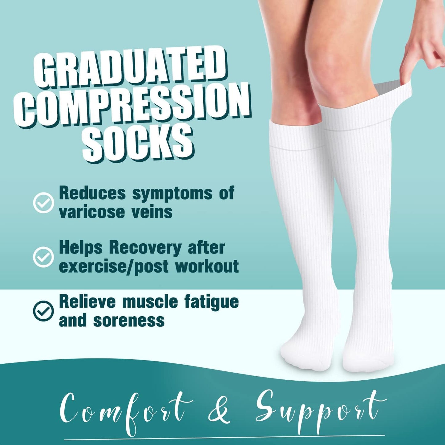 Copper Compression Socks for Women and Men(6 Pairs)-Best Support for Running, Athletic, Nursing, Travel