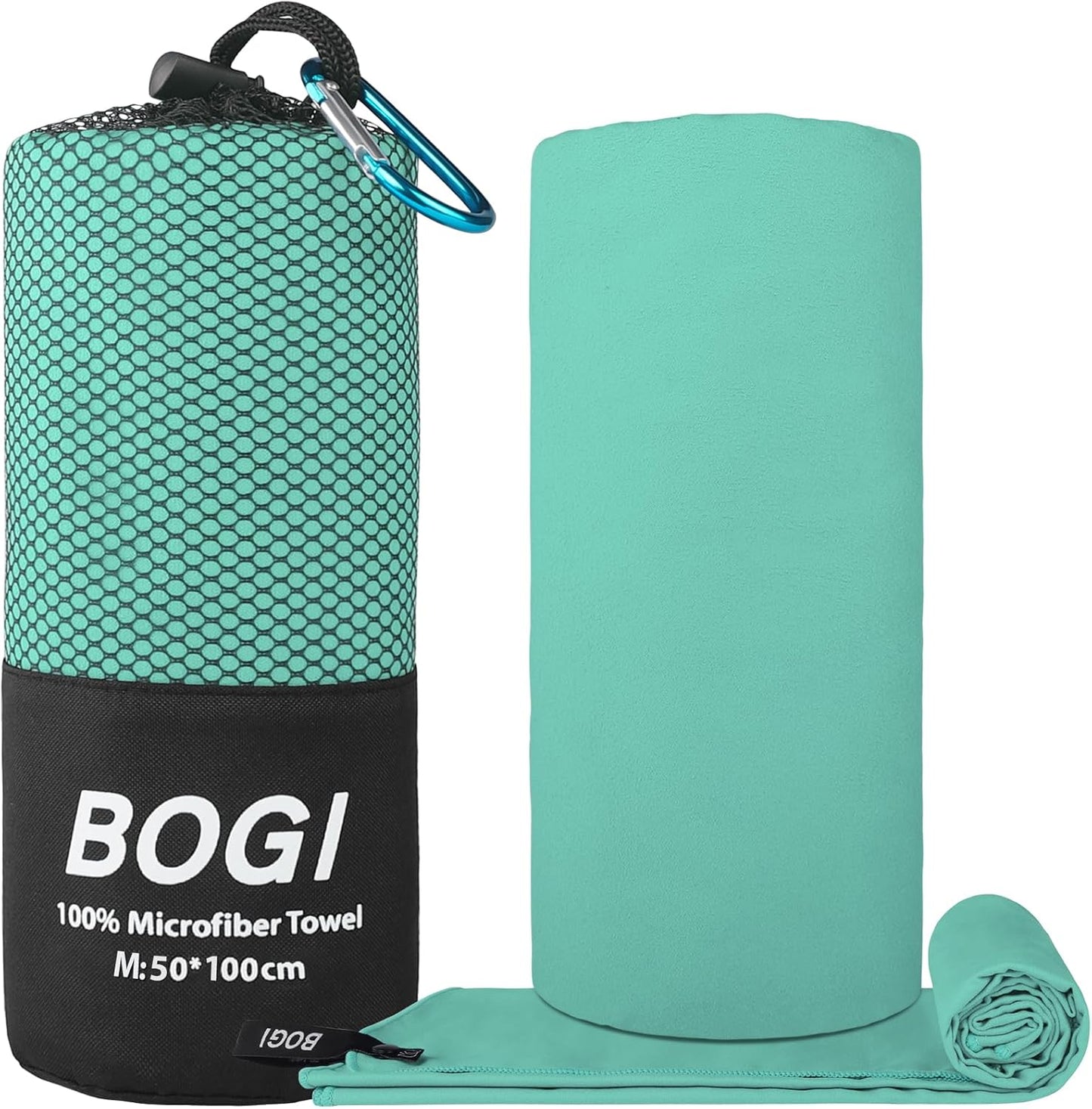 BOGI Microfiber Travel Sports Towel-Quick Dry Travel Towel,Soft Lightweight Absorbent Compact Sports Towel for Camping Gym Beach Bath Yoga Swimming Backpacking (M:40''x20''-Mint)