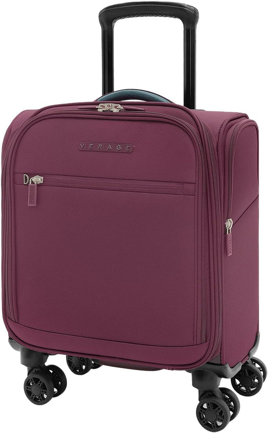 Verage Under Seat Luggage with Wheels，Softside Small Suitcase Spinner Carry On Luggage Bags for Airlines Airplanes Short Trip Men Women (Grape red, 14-Inch Underseat)