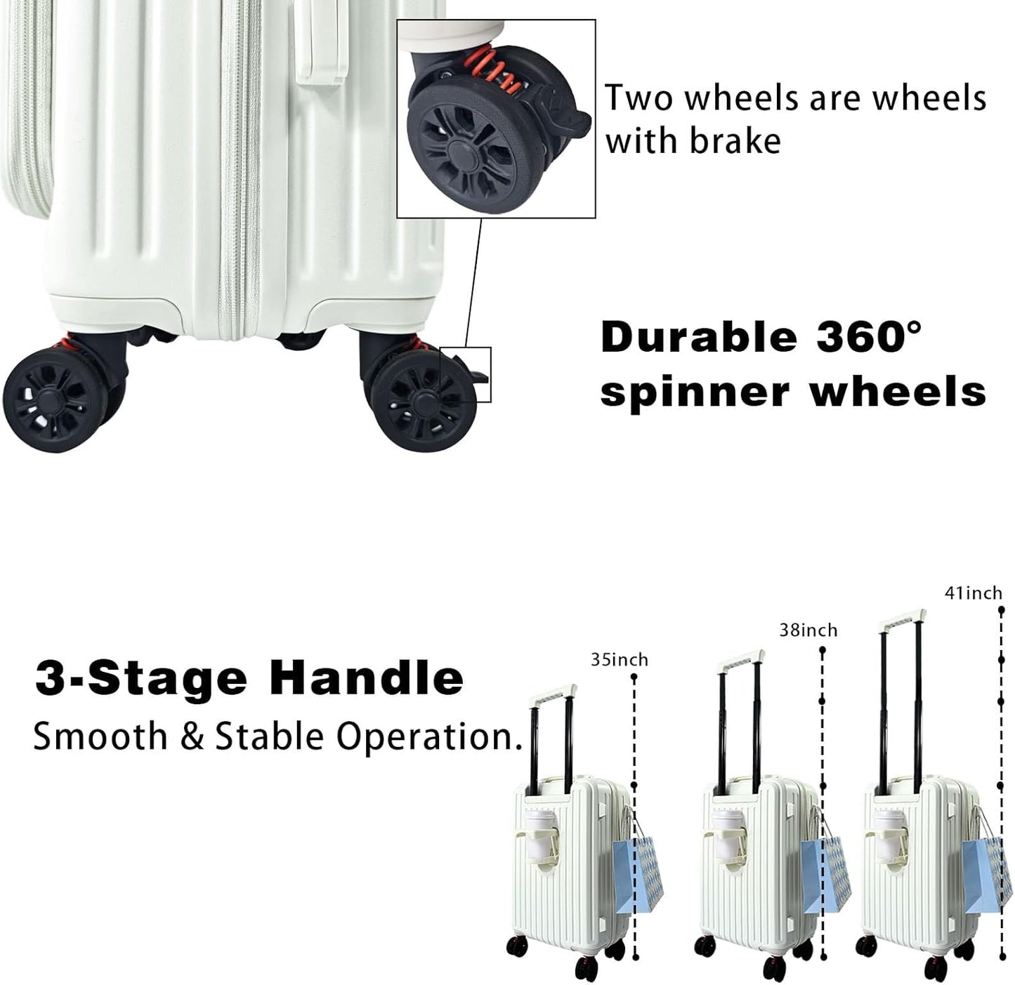 20 inch Carry on Luggage 22x14x9 Airline Approved, Carry on Suitcases with Wheels, Expandable Suitcase with Spinner wheels, Hard Shell Top-open Design Luggage with YKK zipper, Lightweight and Durable.