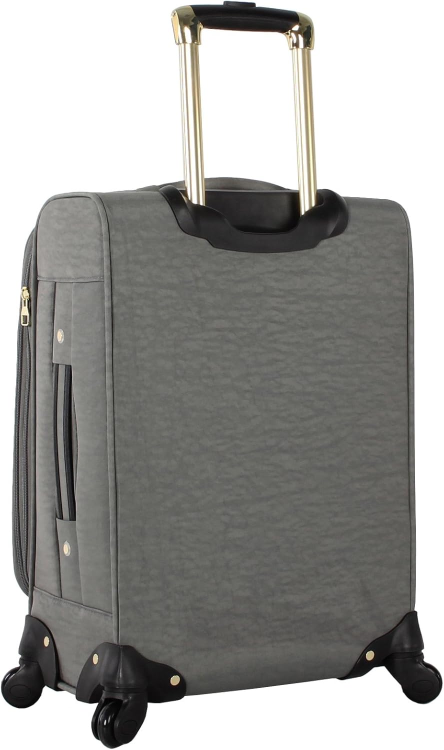 Steve Madden Designer-Gepckkollektion Leichter Softside-Koffer fr Damen und Herren strapazierfhige 50,8 cm groe Tragetasche mit 4 rollenden Spinner-Rdern, Peek-a-boo Grey, 20in, Carry on Bag With