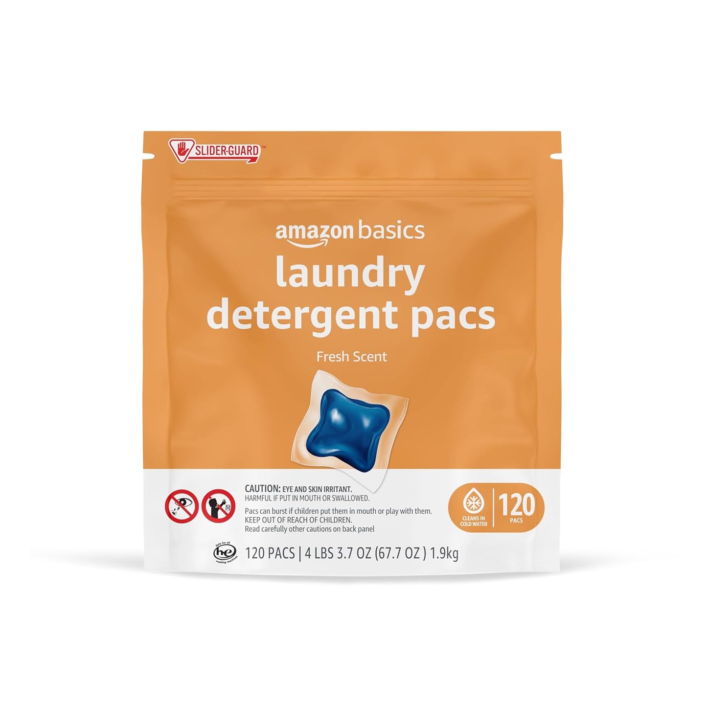 Amazon Basics Laundry Detergent Pacs, Fresh Scent, 120 Count (Previously Solimo)