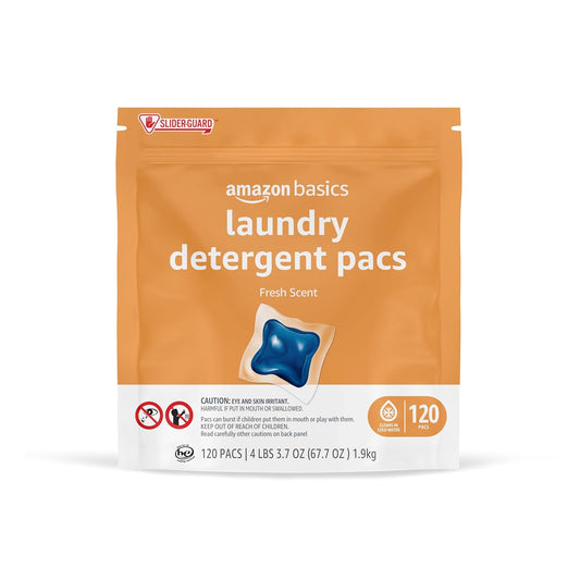 Amazon Basics Laundry Detergent Pacs, Fresh Scent, 120 Count (Previously Solimo)