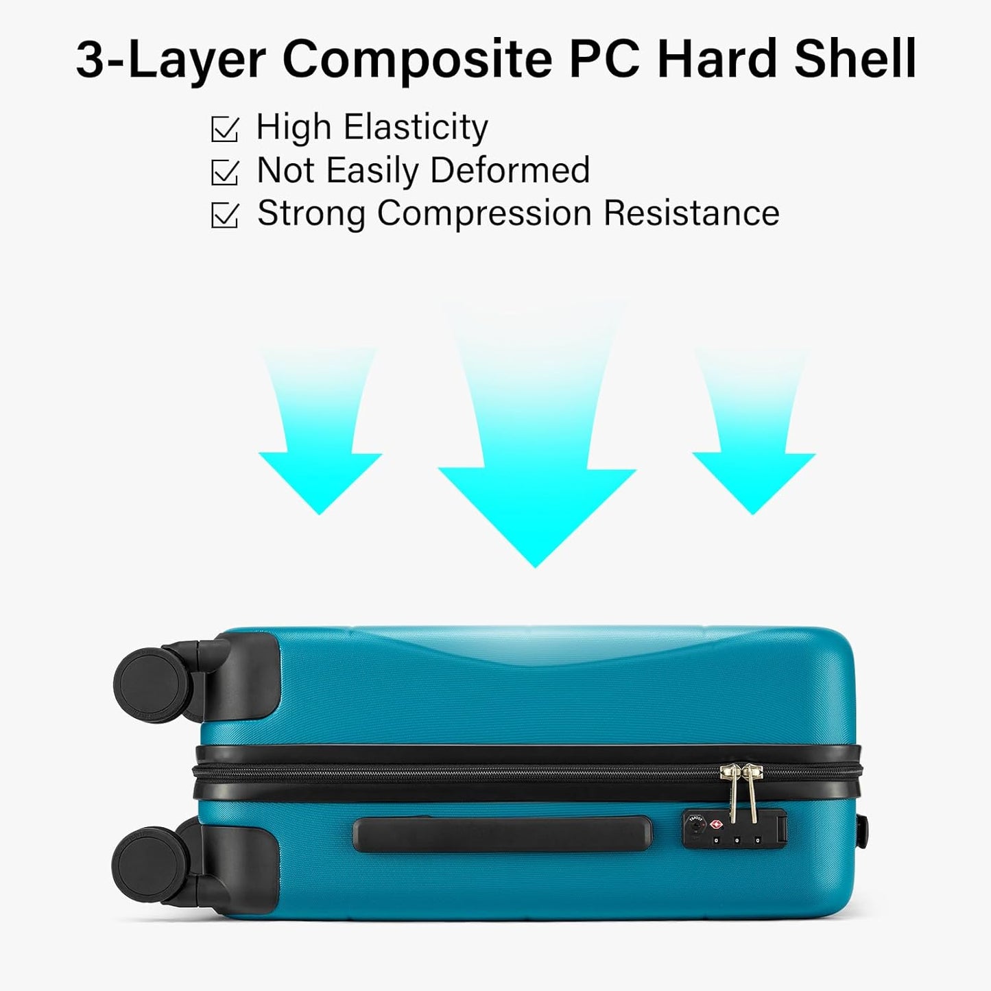 Hanke 2 Piece Hard Shell Luggage Sets with Spinner Wheels Carry On suitcase Set Checked Medium Luggage Lightweight Travel Luggage for Men Women(20/26 Inch, Caribbean Blue)