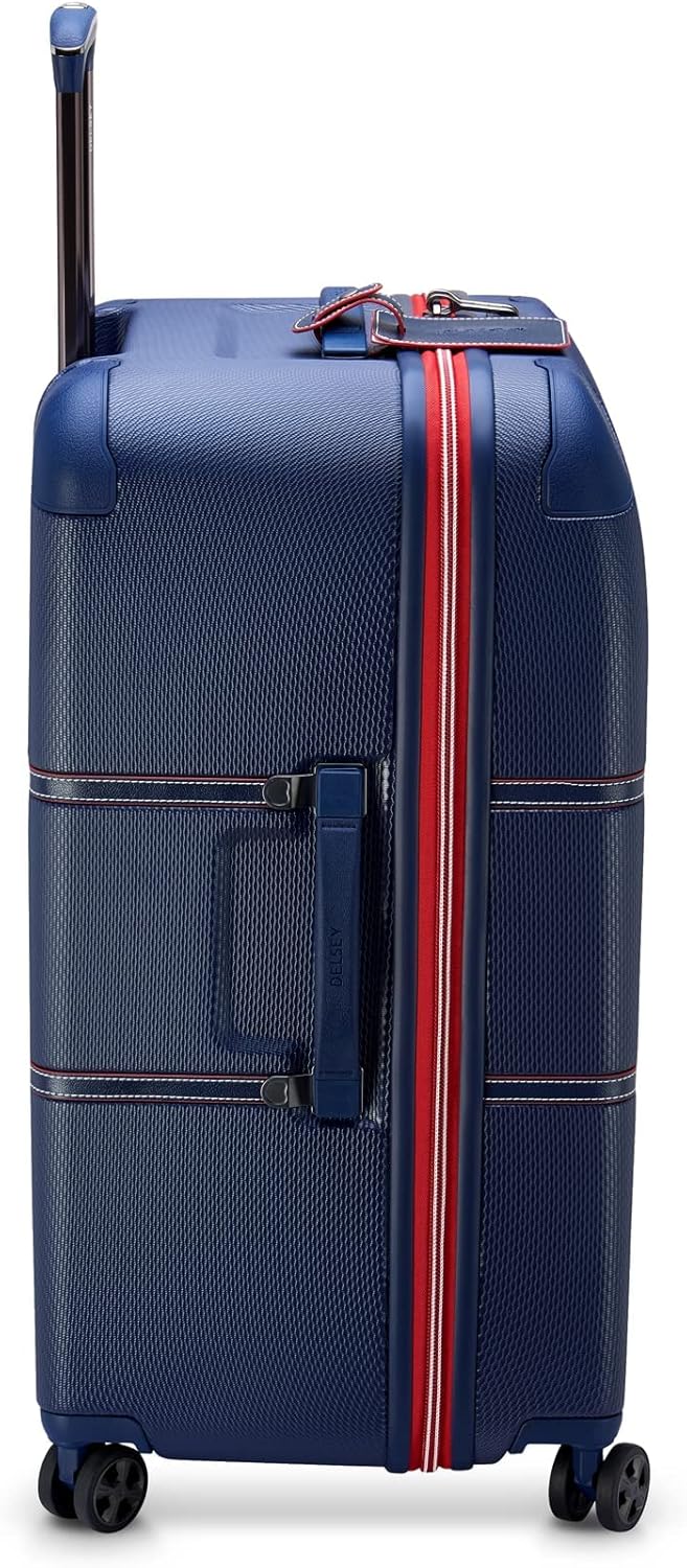 DELSEY PARIS Chatelet Air 2.0 Hardside Luggage Trunk with Spinner Wheels, Navy, Checked-26 Inch Trunk