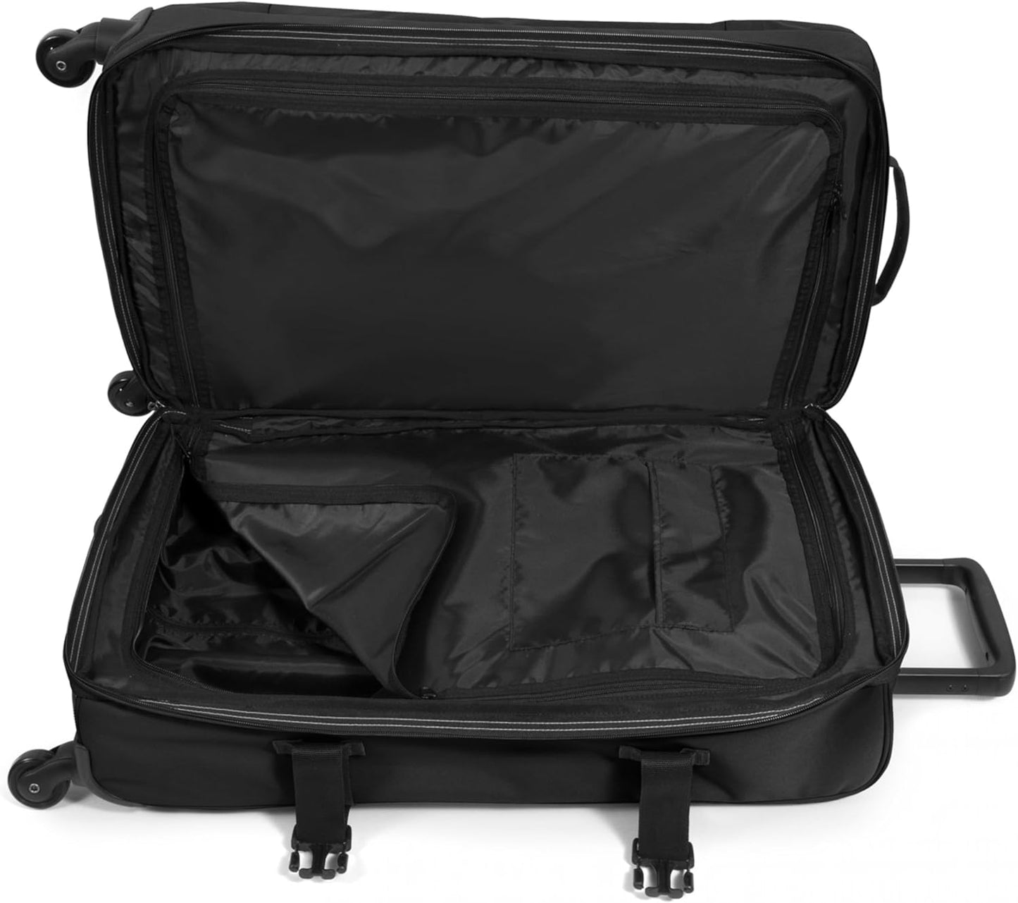 EASTPAK Trans4 M – 68L Large Wheeled Luggage with Dual Compartments, TSA Lock, 360° Spinner Wheels, and Diamond-Embossed Handle, Black