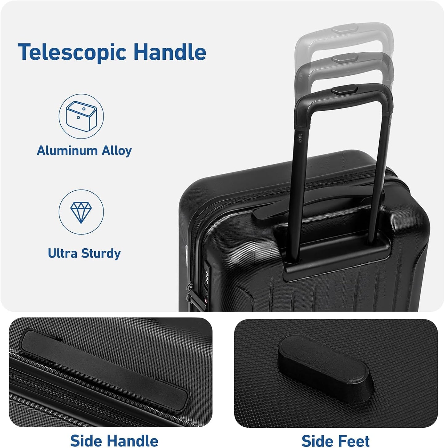 KYME Luggage Sets 2 Piece Hardshell 20"/24" Suitcase with Double Spinner Wheels Hardside Suitcases Sets with TSA Lock PC+ABS Travel Luggage (Black, 2Pcs Set(20"/24"))