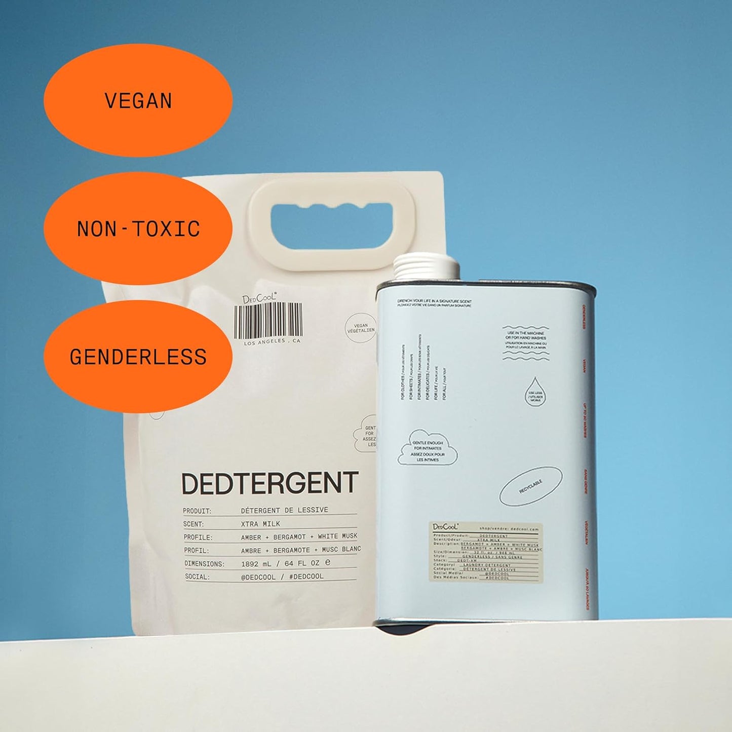 DedCool Liquid Laundry Dedtergent | Xtra Milk | Luxurious Fragrance Detergent | Removes Stains | Infused with Natural Essential Oils | Non-Toxic | 120 Washes | 64 Fl. Oz.