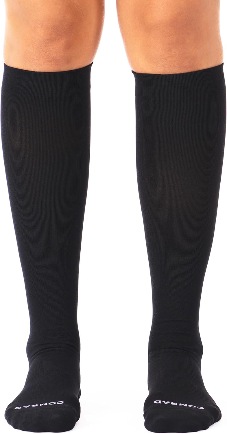 Comrad Nylon Knee High Socks - 15-20mmHg Graduated Compression Socks - Soft & Breathable Support Unisex Socks