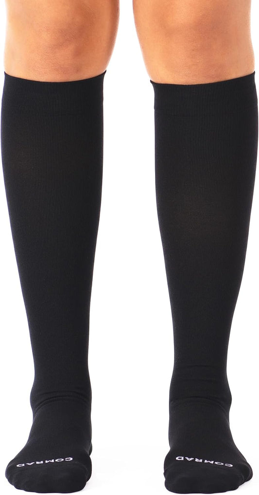 Comrad Nylon Knee High Socks - 15-20mmHg Graduated Compression Socks - Soft & Breathable Support Unisex Socks