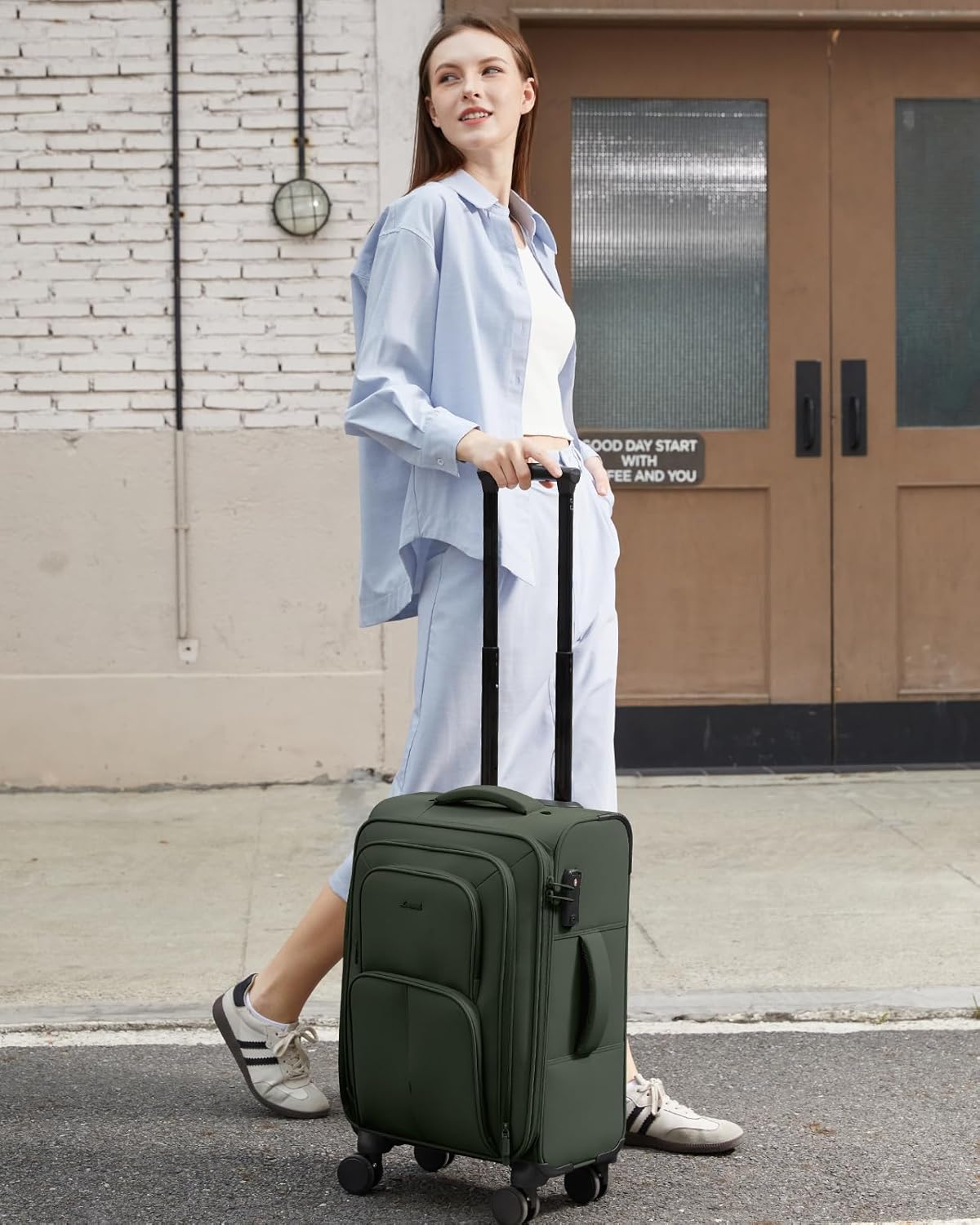 LOVEVOOK Carry On Luggage 22x14x9 Airline Approved, 22 Inch Softside Suitcases with Spinner Wheels, Lightweight Carry-on Suitcase with TSA Lock for Women Men, Large Luggage for Travel Business Trip