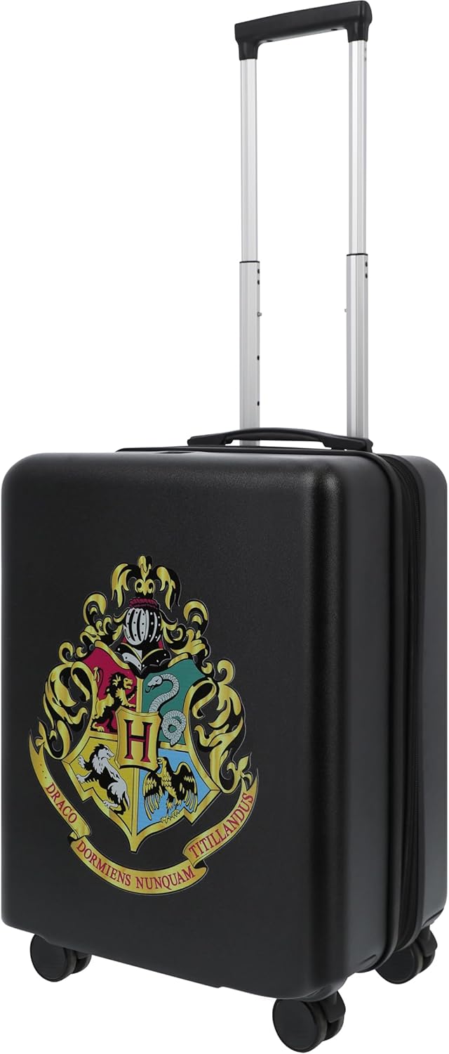 FUL Harry Potter 22.5 Inch Carry On Luggage, Hogwarts Crest Hardshell Rolling Suitcase with Spinner Wheels, Black