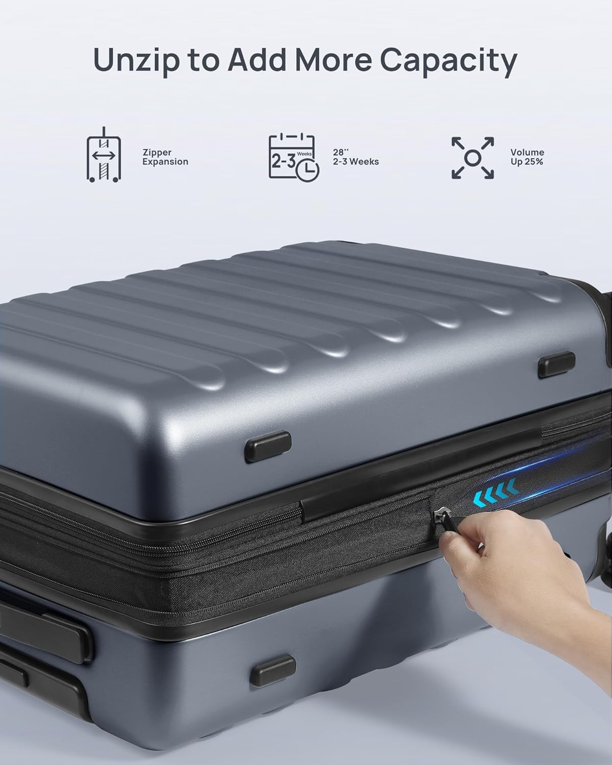 NINETYGO Large Checked Luggage 28 Inch, Checking In Luggage with Smooth Spinner Wheels, Expandable, Hard Shell PC Suitcase, Lightweight Travel Luggage, TSA Approved (Grey, Rhine Max)