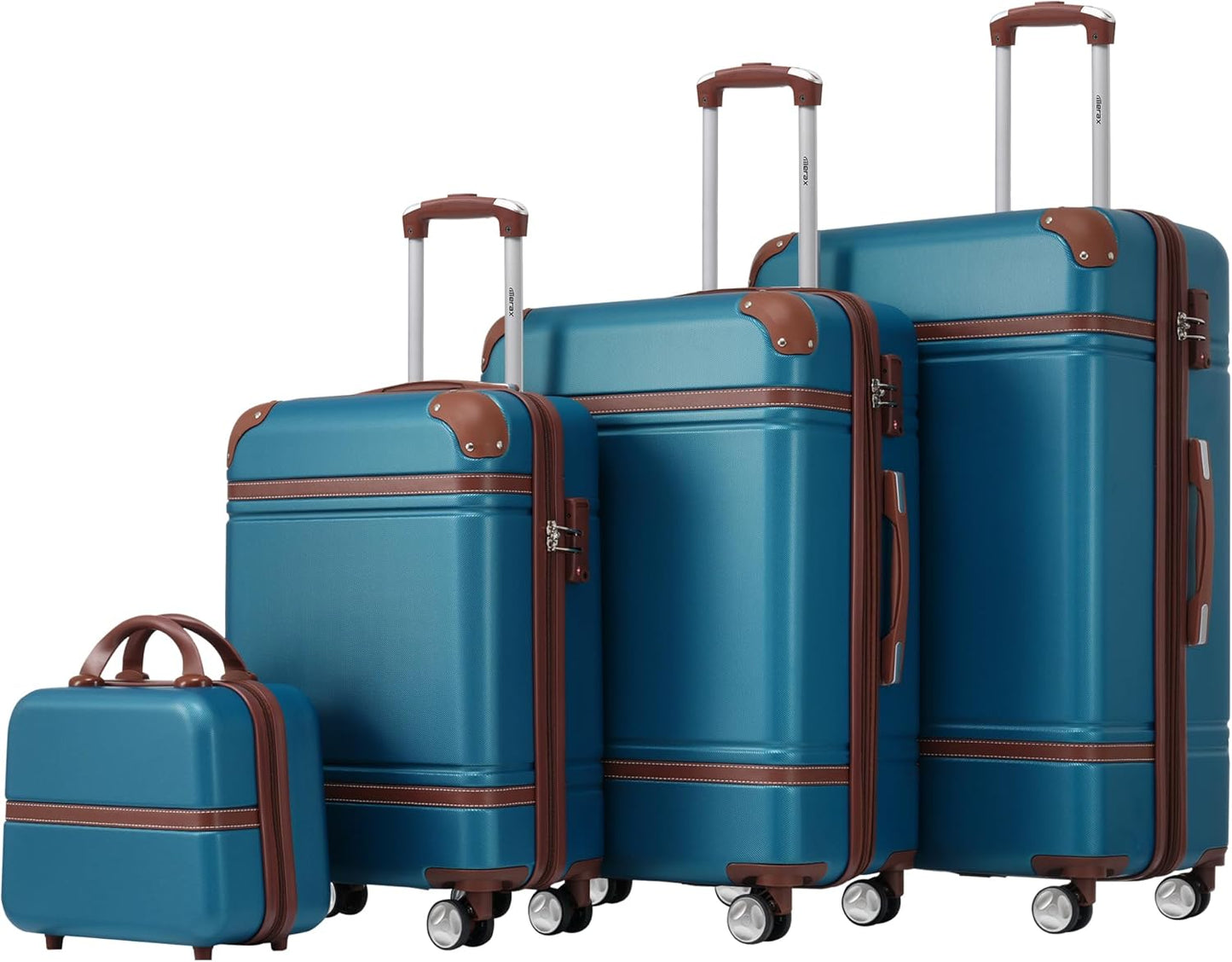 Merax Luggage Set 3 Piece Suitcase Set with 1 Cosmetic Case Expandable Spinner Wheels Vintage Luggage Sets(Blue,20"+24"+28")