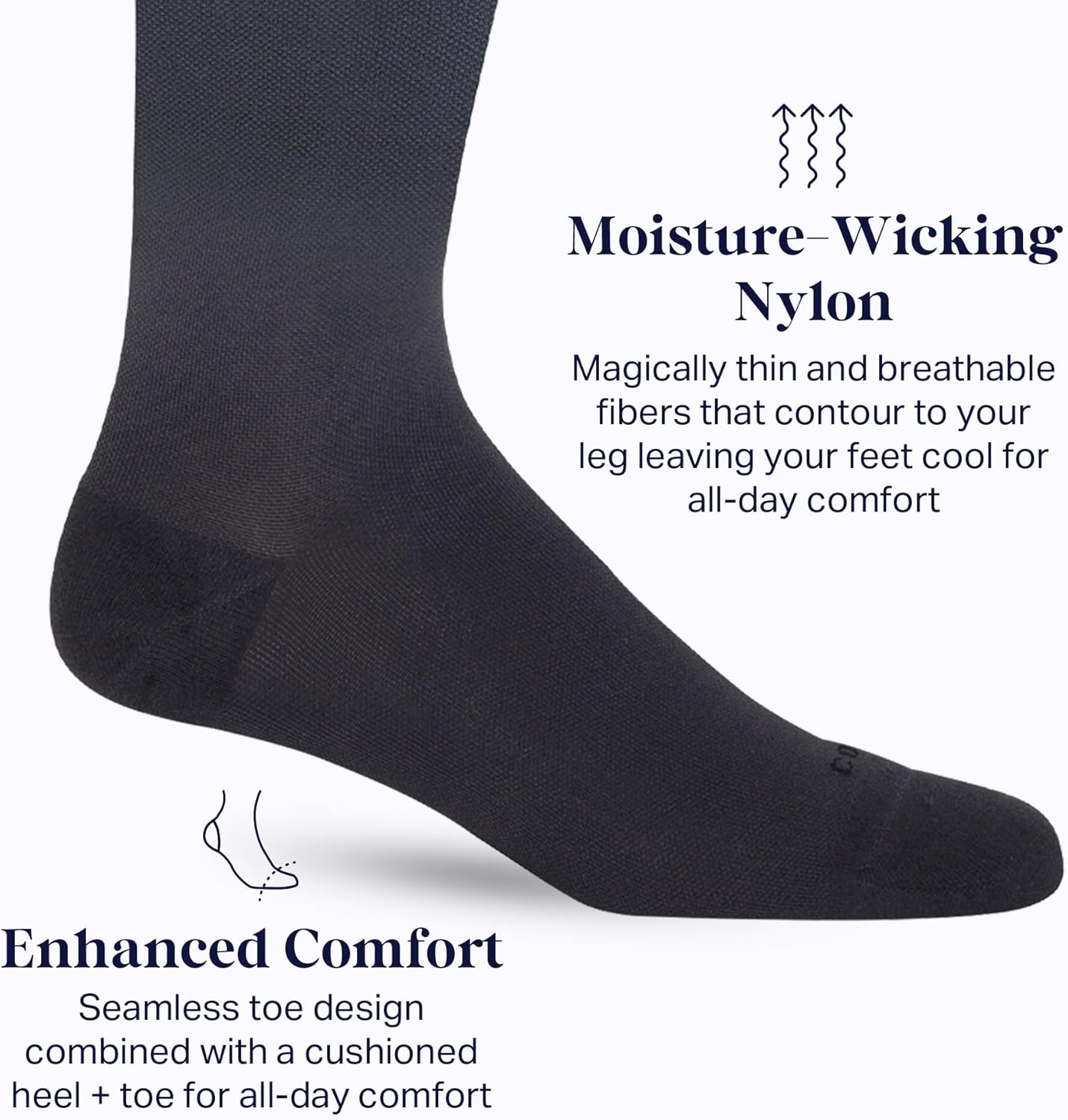 Comrad Nylon Knee High Socks - 15-20mmHg Graduated Compression Socks - Soft & Breathable Support Unisex Socks