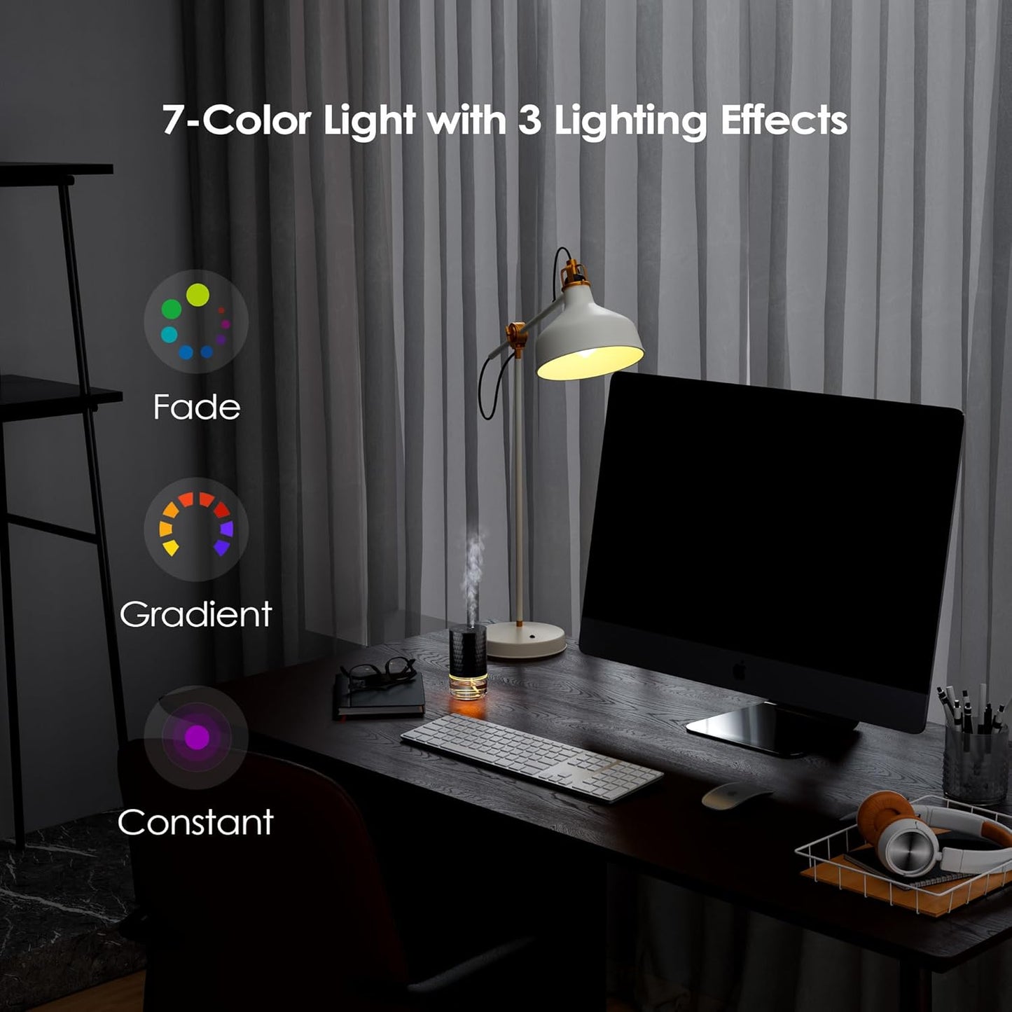 Waterless Diffuser Essential Oil 100mL Capacity Scent Air Machine for Home Aromatherapy Premium Metal Nebulizer Battery Operated 3 Mist Settings 3 Countdown Timers Color Light AN5(Ice Blue)