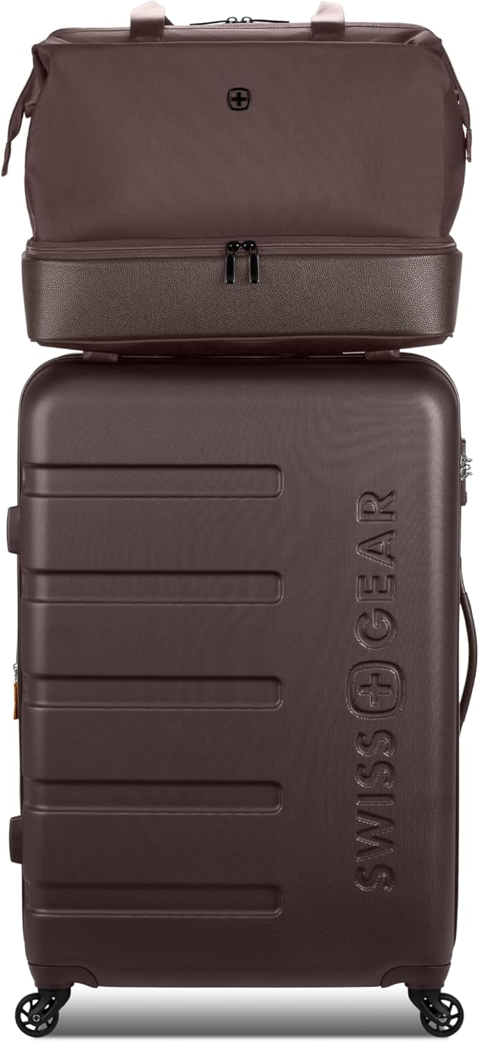 SwissGear 7366 Hardside Expandable Luggage with Spinner Wheels, Chocolate, 2-Piece Set (Weekender/27)