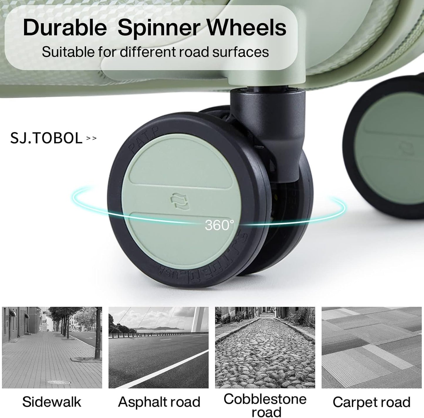 Hanke 20 Inch Carry On Luggage 22x14x9 Airline Approved Lightweight PC Hard Shell Suitcases with Wheels Travel Luggage Rolling Suitcase Travel Luggage Bag for Weekender(Bamboo Green)