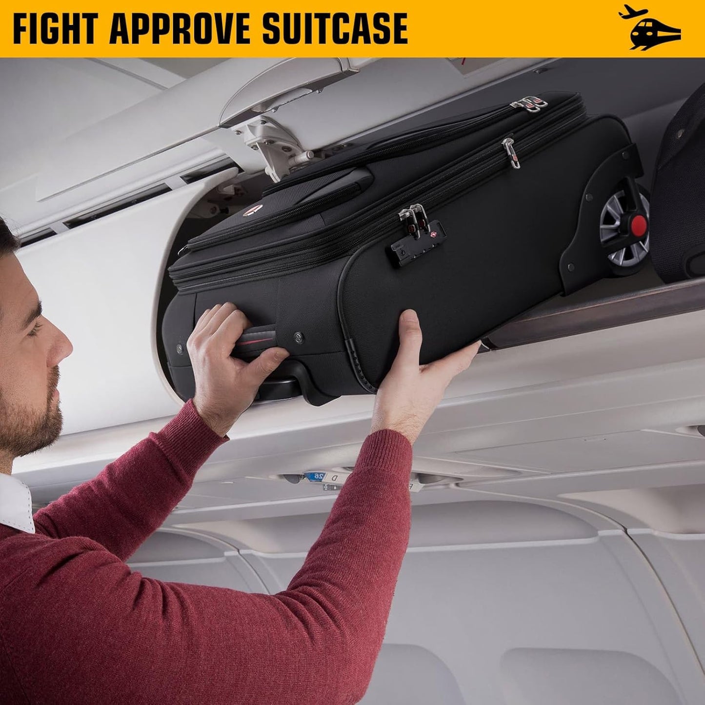 Laduga Softside Expandable Luggage with Large Steel Wheels Carry-On Luggage Suicase (Blue, 21-Inch)