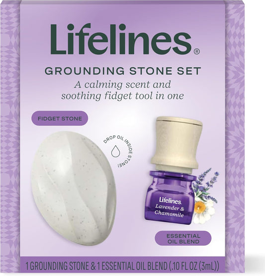 Lifelines Scent-Infused Grounding Stone & Oil Blend Gift Set - Fidgets for Tweens, Teens & Adults with Essential Oil Blend - Stocking Stuffers, White Elephant & Holiday Gifts for Christmas