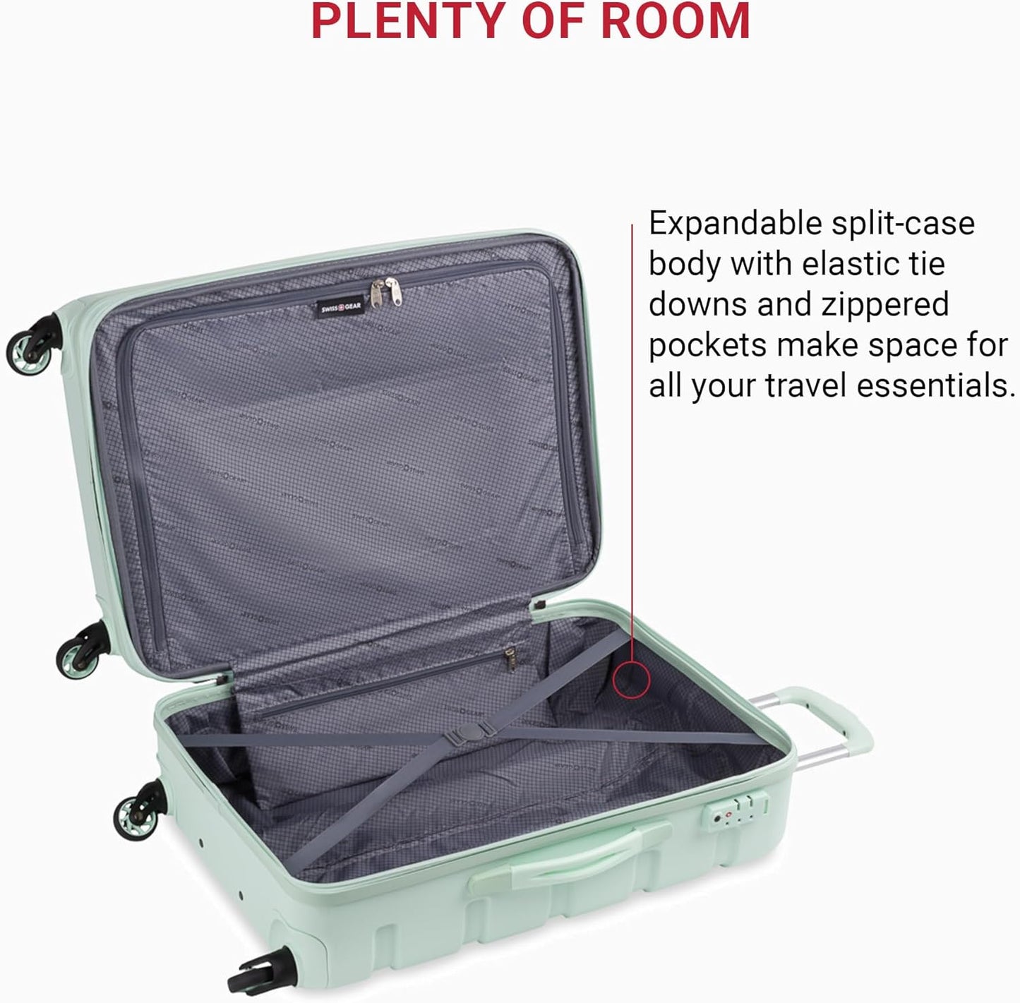 SwissGear 7366 Signature Hardside Expandable Luggage with Spinner Wheels, TSA Lock, Clearly Aqua, Checked-Medium 23-Inch