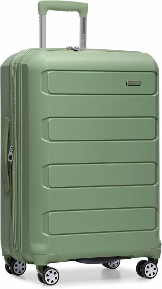 Traveler's Choice Pagosa Indestructible Hardshell Expandable Spinner Luggage, Green, 30-Inch Large