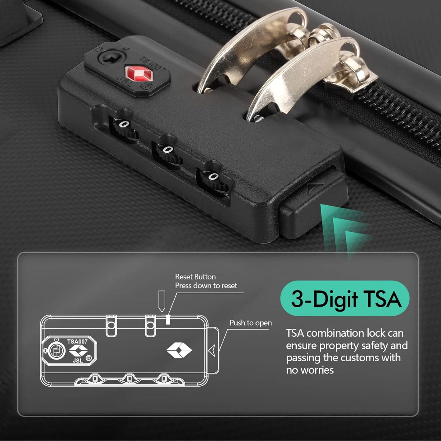 AnyZip Luggage PC ABS Hardside Lightweight Suitcase with 4 Universal Wheels TSA Lock Carry-On 20 Inch Black