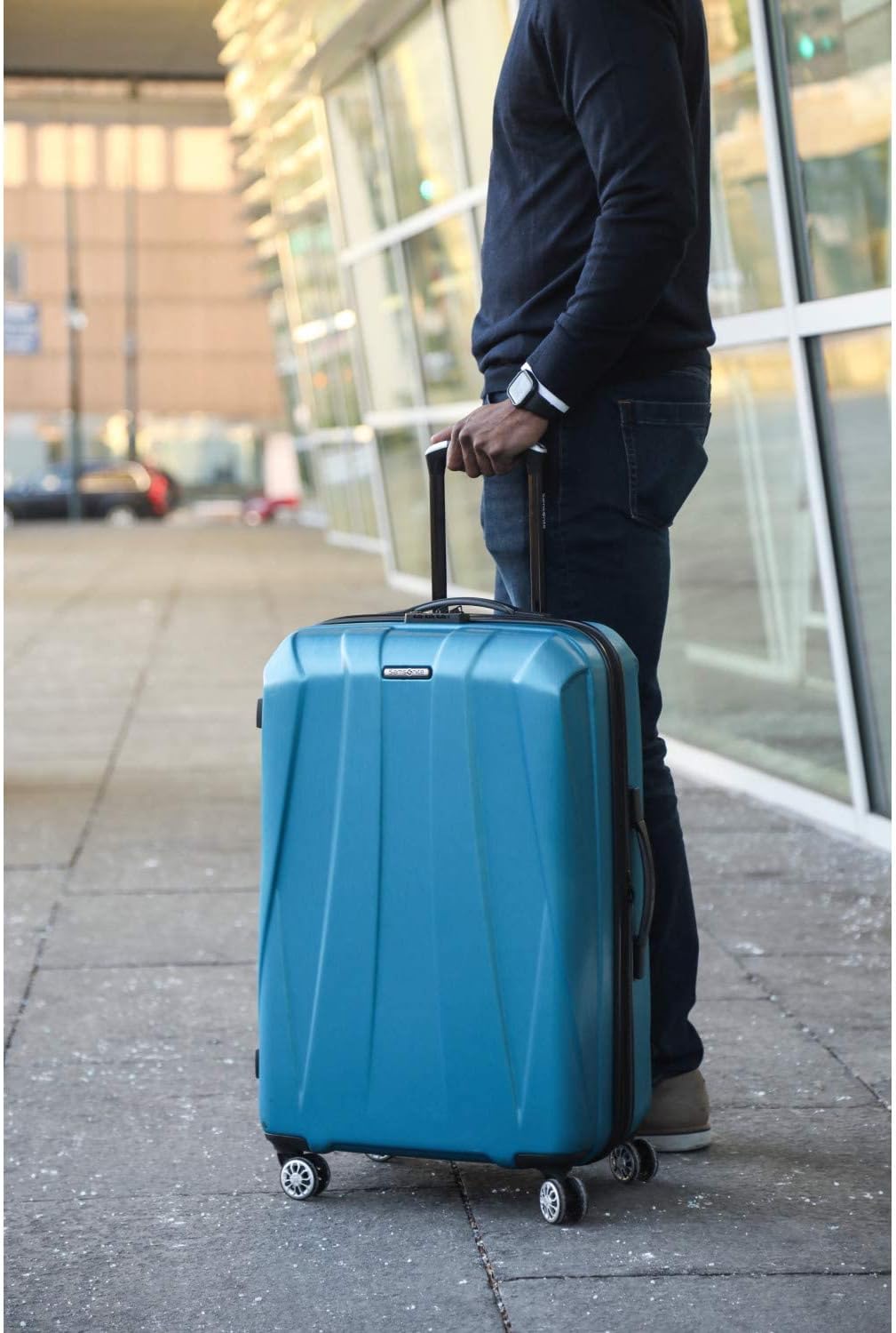 Samsonite Centric 2 Hardside Expandable Luggage with Spinner Wheels, Caribbean Blue, Checked-Medium 24-Inch