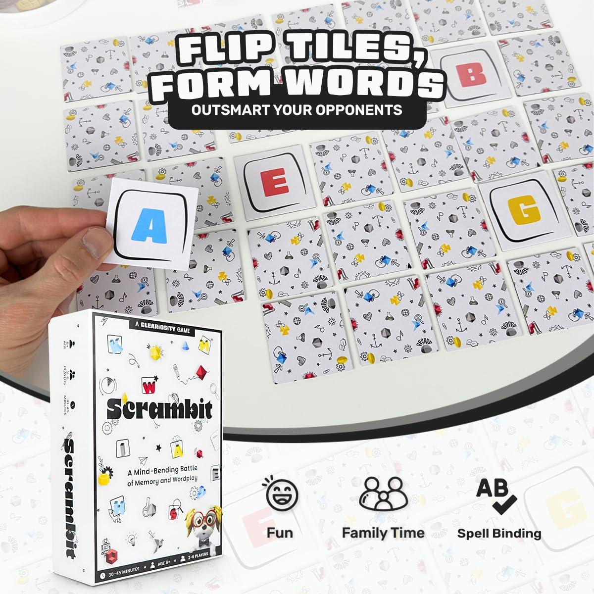 White Beetle Games Interactive Memory Game for Family Game Night, Travel Games for Kids 8-12 & Adults, Educational & Fun Matching Activity for The Family, Spelling & Word Play for Ages 8+
