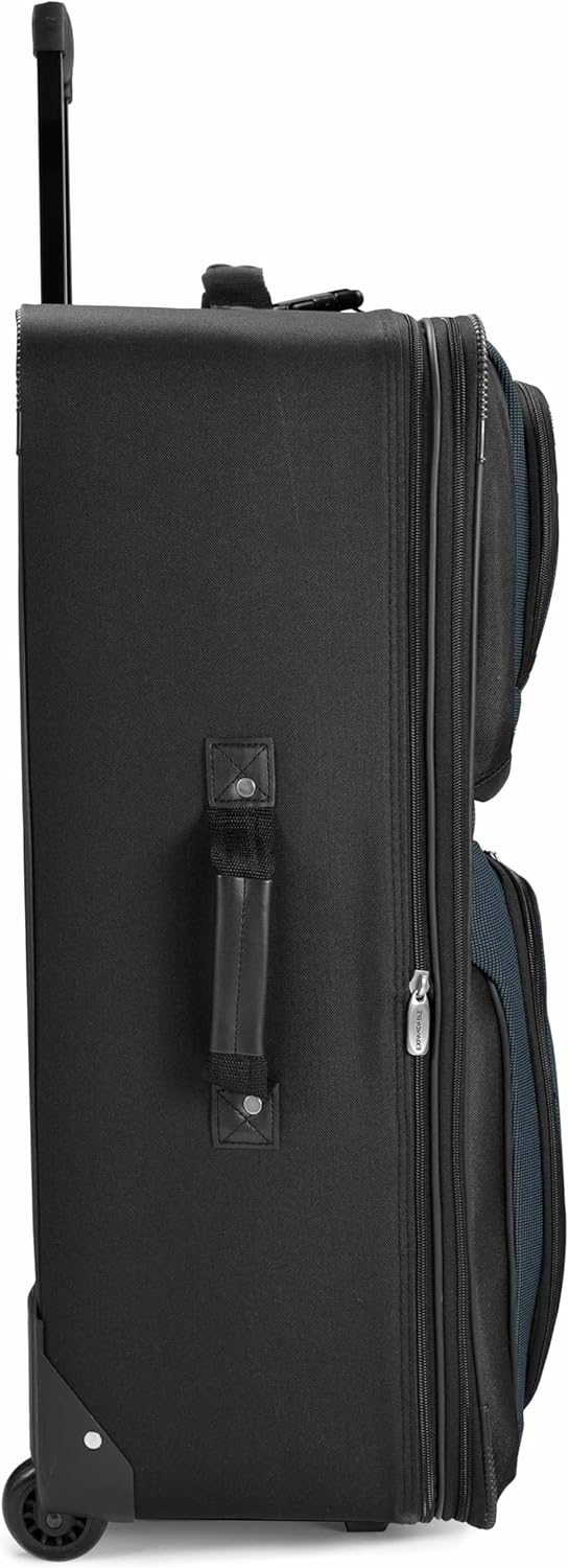 Travel Select Amsterdam Softside Expandable Rolling Luggage, Lightweight 2-Wheel Check-In Suitcase with Push-Button Handle, Navy, 29" Large