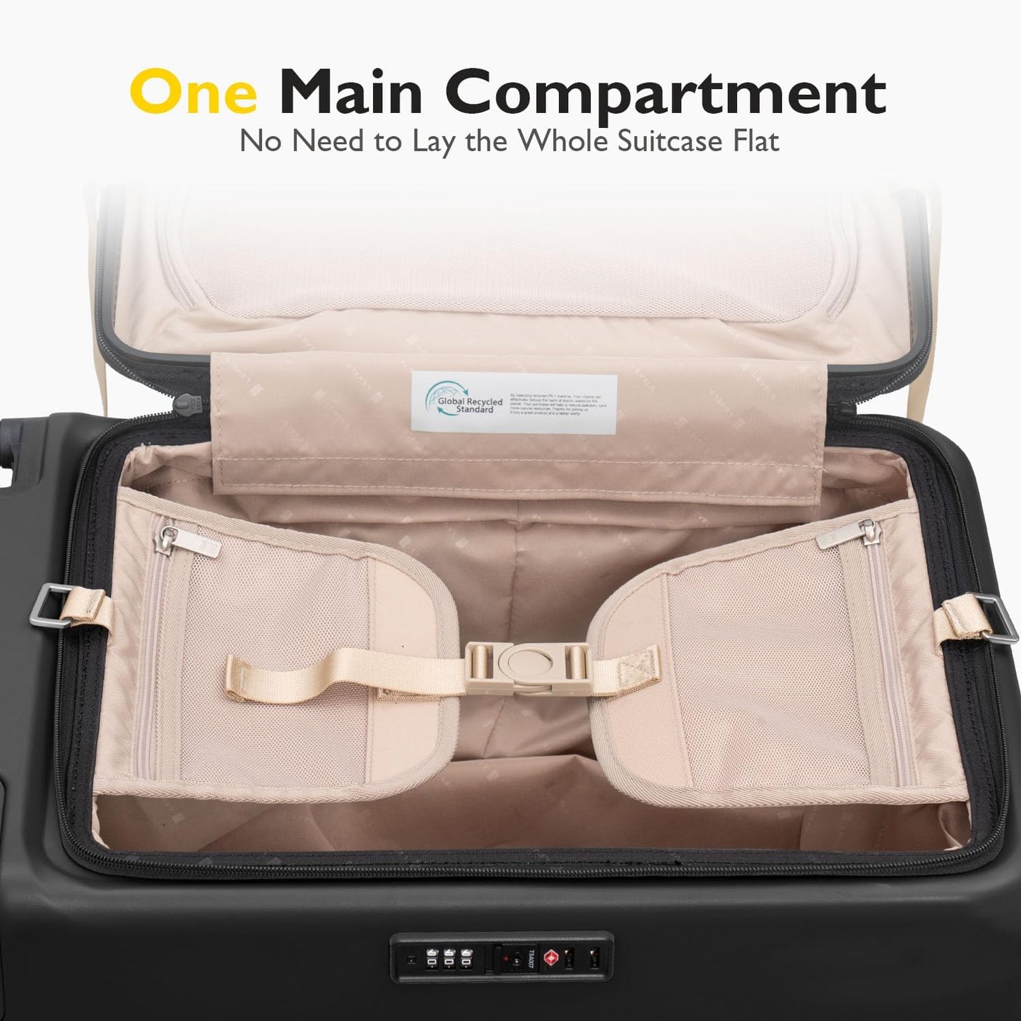 LEVEL8 Top Opening Carry on Luggage Expandable, Large Suitcases with Wheels Airline Approved, Hardside Luggage with Spinner Wheel for Men Women, 20 Inch, Black